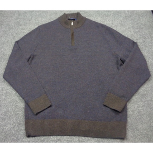 Carroll Custom Alpaca Sweater XL Blue 1/4 Zip Beverly Hills Carroll & Co Peru